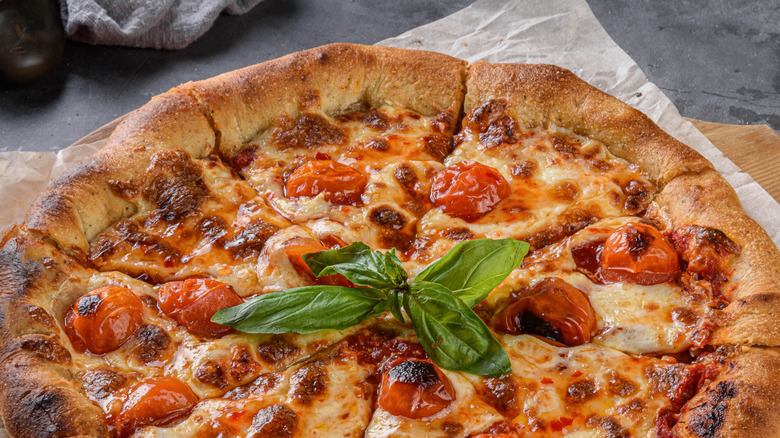 Homemade margherita pizza