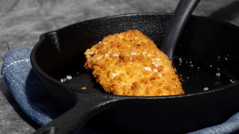 breaded fish prepared in cast iron