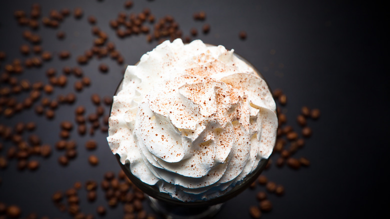 Whipped cream on coffee