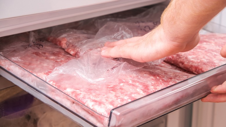 Meat stored flat in freezer