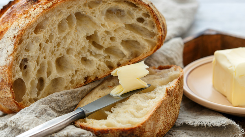 butter spread onto bread