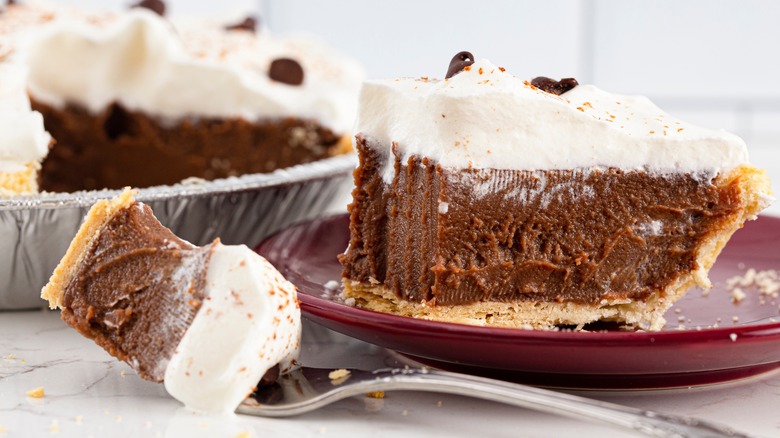 Slice of chocolate cream pie