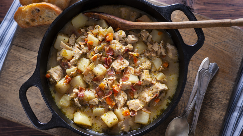 a stew in a cast iron Dutch oven