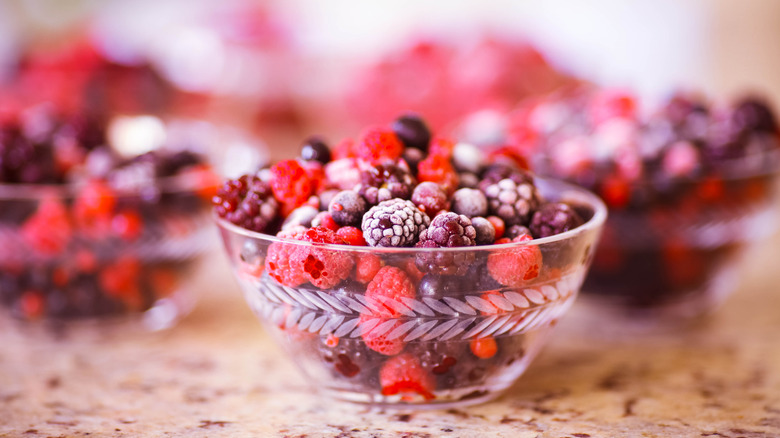 Frozen berries in bowl