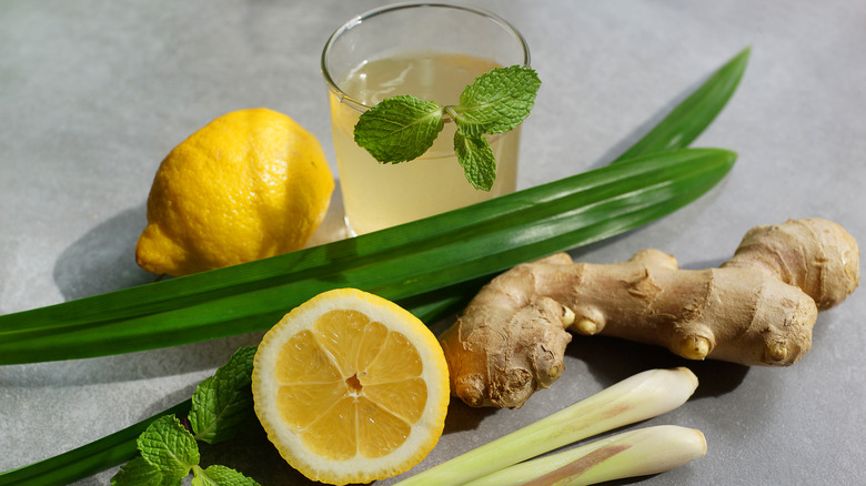 Lemonade with assorted herbs