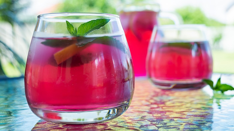 Pink lemonade with basil