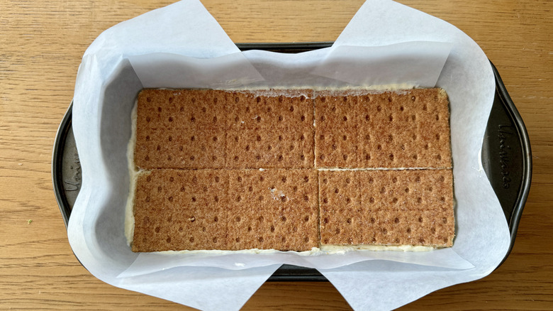 graham crackers in loaf pan