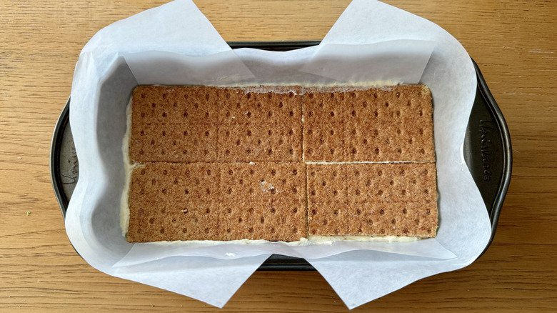 graham crackers in loaf pan