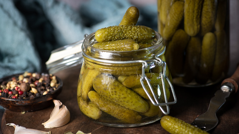 Pickles in glass jar