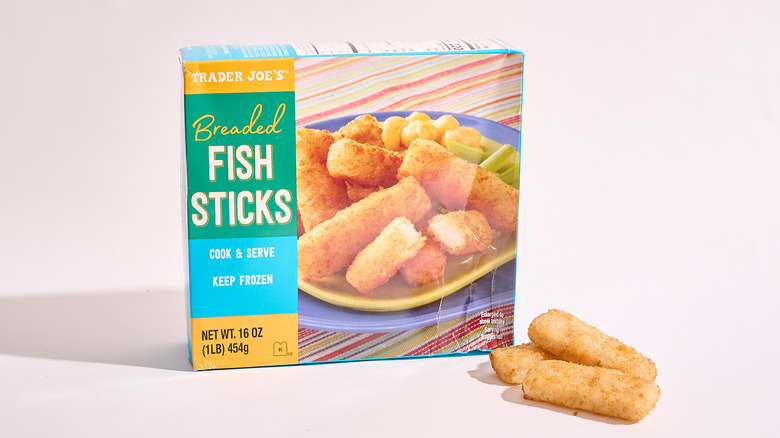 Trader Joe's fish sticks on a table