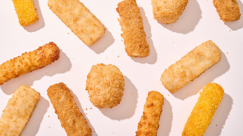 Fried fish sticks on a table