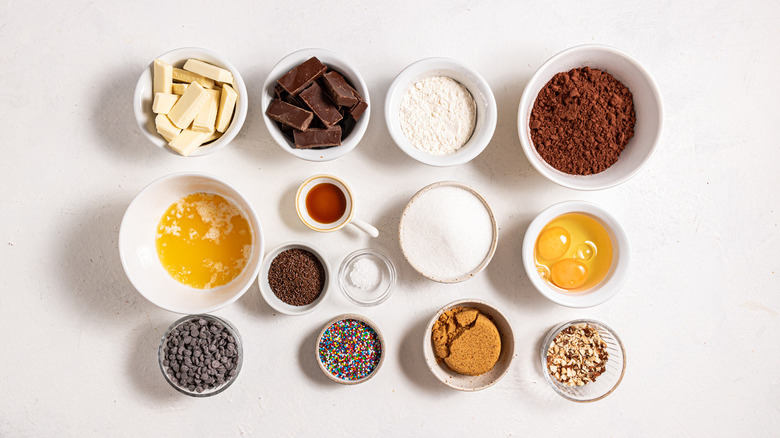 ingredients for bakng brownies