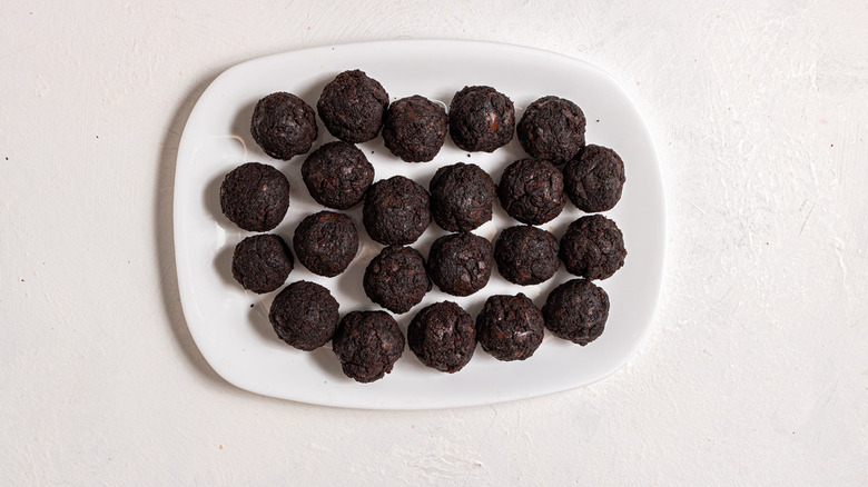 brownie balls on white plate