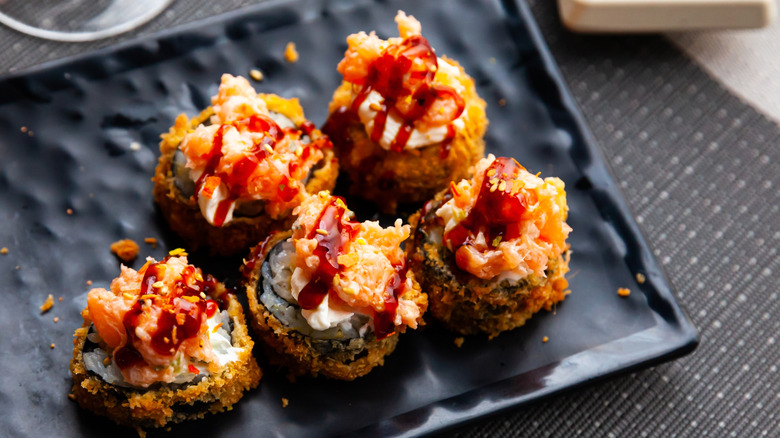 Deep fried futomaki rolls