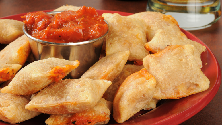 Pizza rolls with red sauce