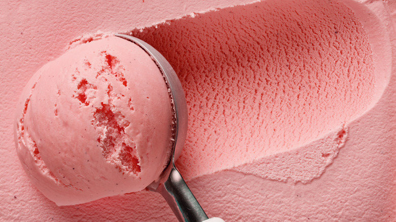 Creamy strawberry ice cream