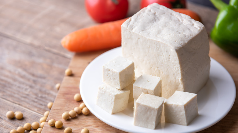 Block of plain tofu