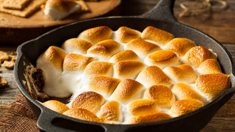 s'mores dip in a skillet