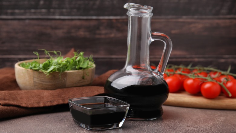 glass vessel of balsamic vinegar