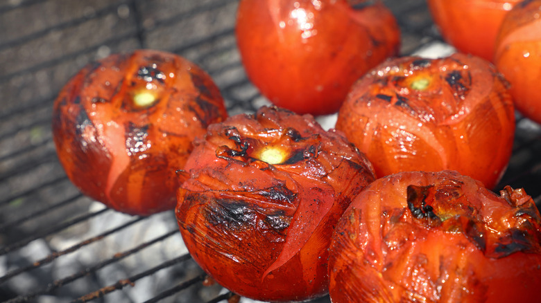 Tomatoes on a charcoal grill