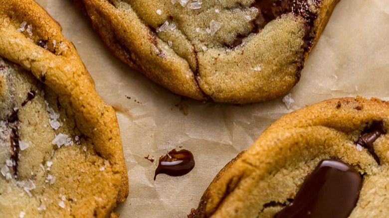 Chocolate chunk cookie close up