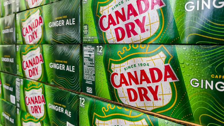 Cases of Canada Dry ginger ale in a stack