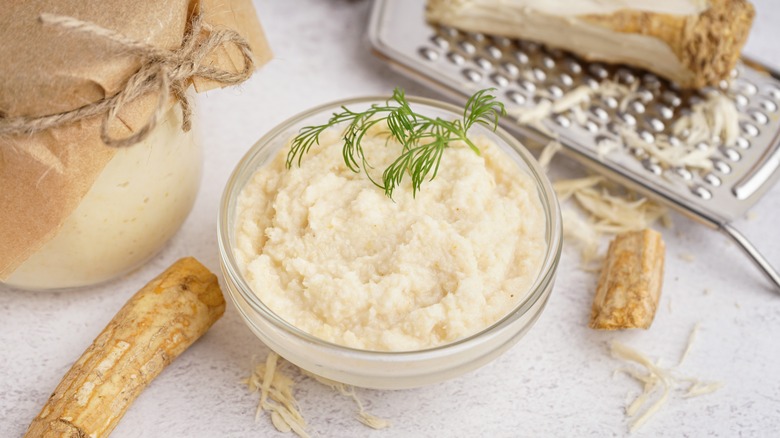 horseradish condiment and horseradish root