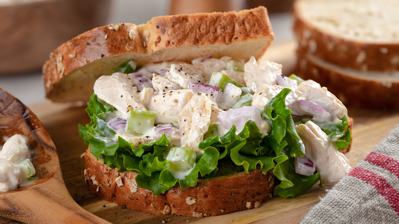 chicken salad sandwich with lettuce