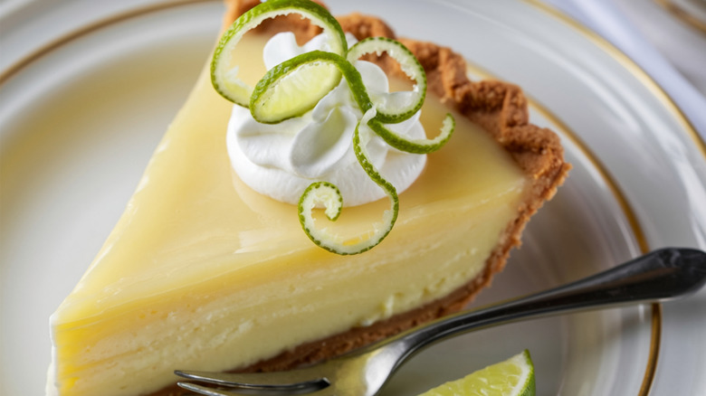 Slice of key lime pie