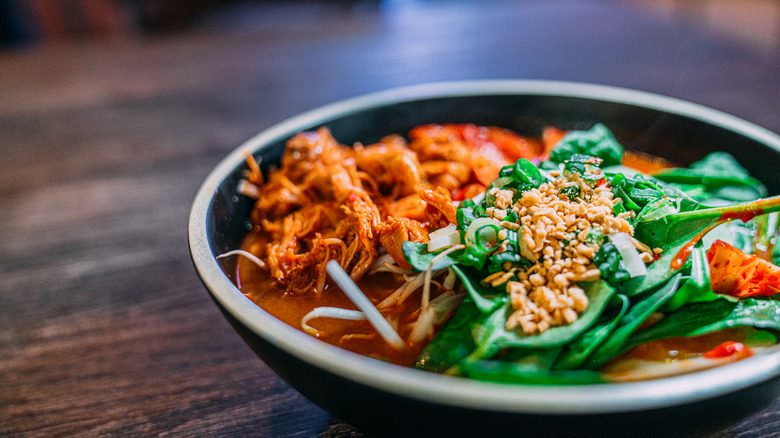 A bowl of kimchi ramen