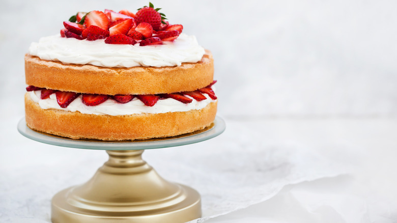 Strawberry and whipped cream white naked cake