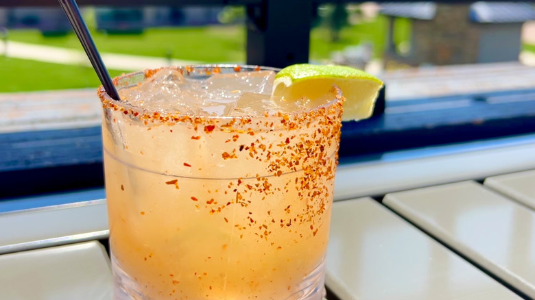 Tajín on the rim of a drink