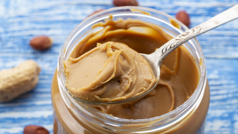 a spoon of peanut butter