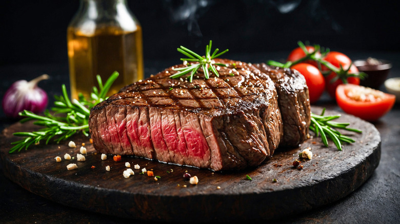 Steak with herbs and tomatoes