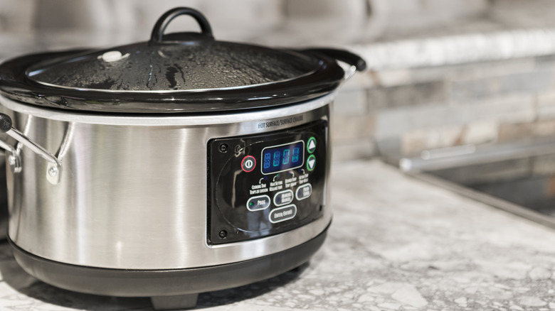 a slow cooker on a counter