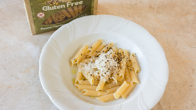 a bowl of penne