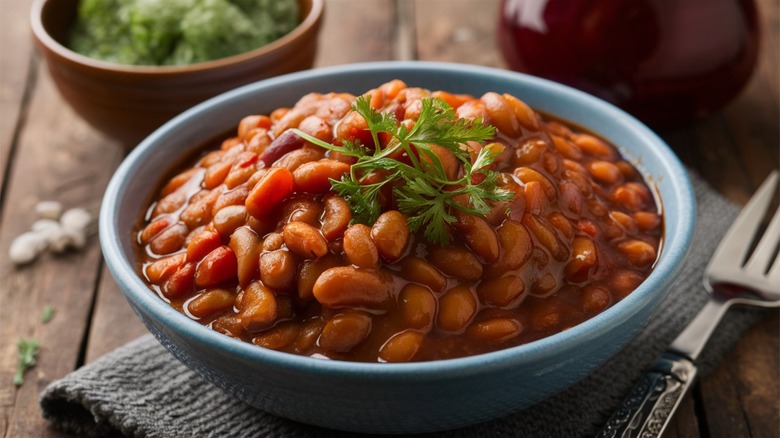 Baked beans in a bowl