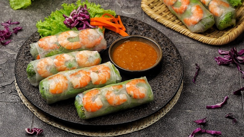 Vietnamese summer rolls on plate