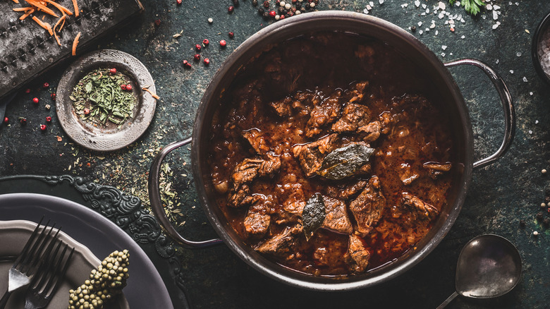 Braised beef in a pot