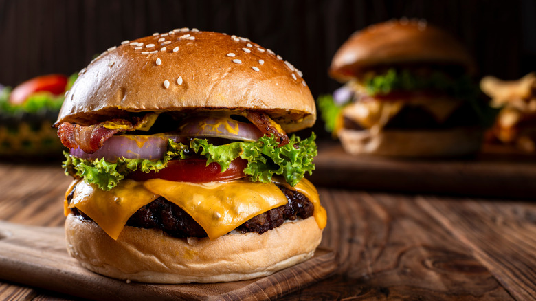 Burger with fixins and cheese