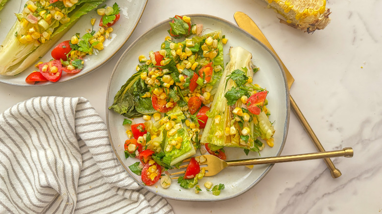 plate with cut salad