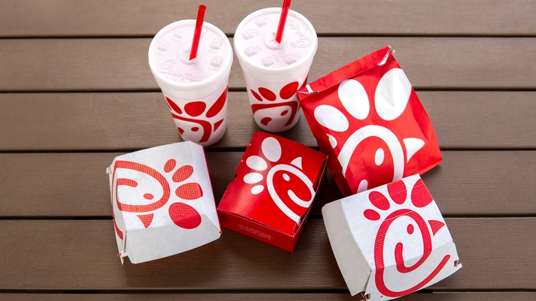 Chick-Fil-A drinks and sandwiches