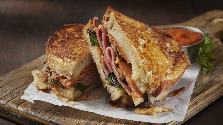 crispy Italian sandwich on a cutting board