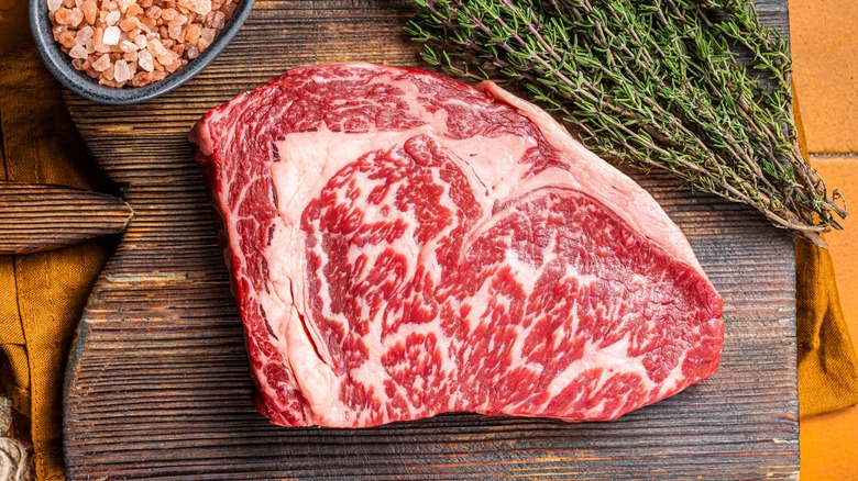 Raw steak with marbling