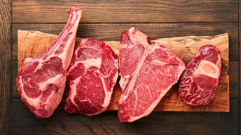 Collection of raw steaks