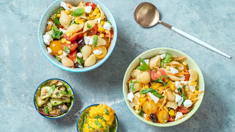 Bowls of pasta salad