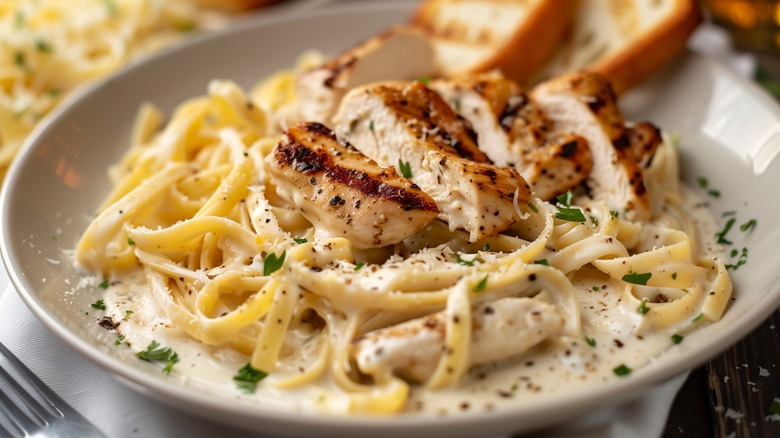 grilled chicken and creamy pasta