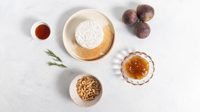 ingredients for hazelnut and fig baked Brie