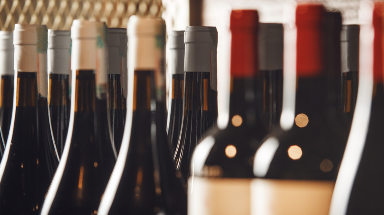 Bottles of wine on shelf