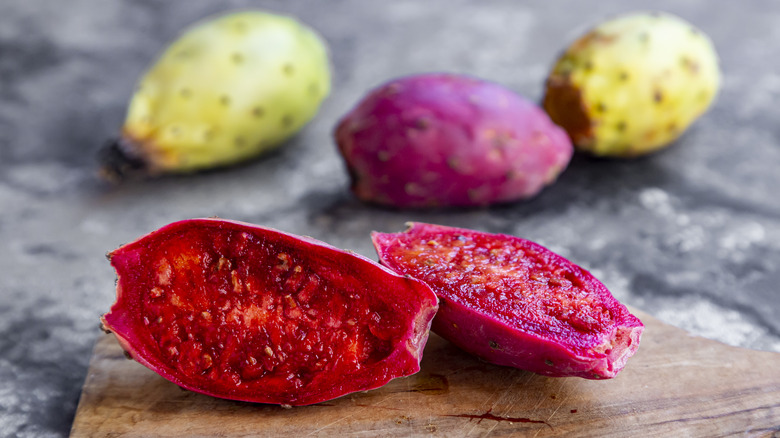 Prickly pear fruit cut open